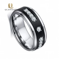 Chine Bandes de mariage de tungstène brossé pour hommes populaires pour hommes avec 9 pierres de CZ blanc fabricant