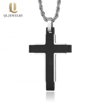 China Professional Factory Supply Black Carbon Fiber Cross Pendant  manufacturer