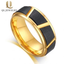 China Comfort fit matte step cut edge tungsten carbide ring with black and blue coated China supplier. manufacturer