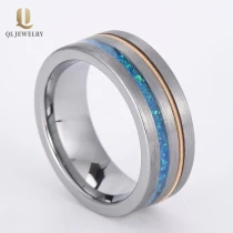 Cina Banda di nozze del tungsteno piatto spazzolato 8mm 8mm con intarsio in acciaio inox opale e oro produttore