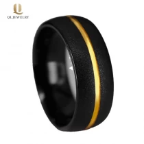 China Exquisite 8mm Sandblasted Domed Two Tone Tungsten Carbide Ring Gold and Black Mens Tungsten Wedding Band China Supplier manufacturer