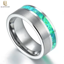 Cina Più nuovo anello di carburo di tungsteno spazzolato in raso in stile tungsteno 8mm con intaglio opale fornitore produttore