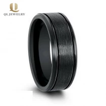 China Hotsale 8mm Wire Brushed Black Zirconium Ring Men's Wedding Band China Manufacturer manufacturer
