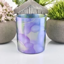 China glass candle holder with multicolor painting manufacturer