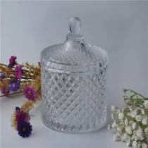 China luxurious geo glass candle holder with cover for wedding part manufacturer
