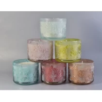 China Luxury Patent Design Glass Candle Jar With Spray Color For Home Decoration manufacturer