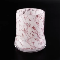 China marble finish light pink glass candle holders manufacturer