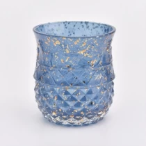 Çin 350ml lüks mavi cam dekoratif mumluk üretici firma