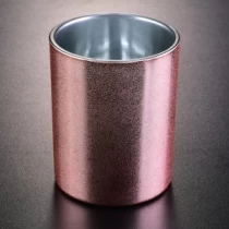 Cina Grosir efek logam rose gold Tempat Lilin Kaca Dengan Dekorasi Elektroplating pabrikan