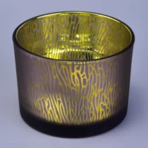 China 3 wick glass candle holders with laser engraving decoration manufacturer