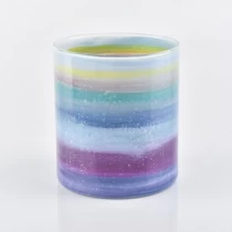 China Hand Paint Colorful Cylinder Glass Candle Jars manufacturer