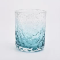 China 8oz Luxury Blue bubble Glass Votive Candle Jars Home Decor Wholesales manufacturer