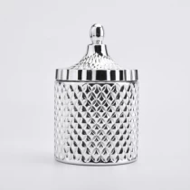 China sliver luxury glass candle container with lid manufacturer