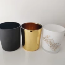 中国 豪华 12 盎司玻璃蜡烛罐白色玻璃蜡烛罐批发 制造商