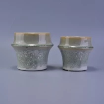 China Bamboo Joint Flower Glazed Ceramic Scented Candle Jars manufacturer