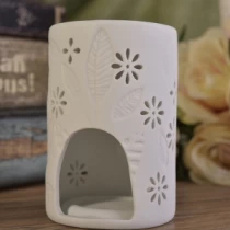 China White leaves debossed ceramic candle burner manufacturer