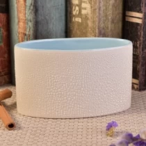 China Pearl dot glazed ellipse ceramic soy wax candle holders manufacturer