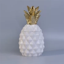 China Fashionable fruits pineapple ceramic pineapple candle vessels with lid manufacturer