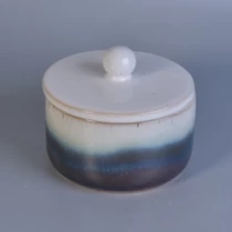 porcelana Tarro de vela de cerámica decorativa de esmalte de transmutación con tapas fabricante
