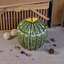 China Decorative cactus ceramic candles holder with lid manufacturer