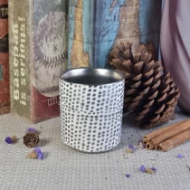 China Custom Matte Silver Finish Selections Ceramic Candle Jars manufacturer