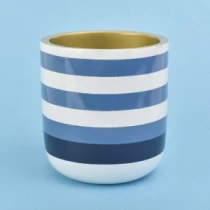 Čína High quality concrete candle jars with hand painting Blue color výrobce