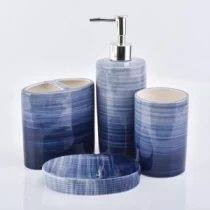 Cina set da bagno in ceramica blu sfumato bianco produttore