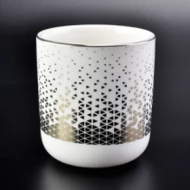 Kina guldtryckta dekoration vita keramiska ljusstakar med rund botten tillverkare