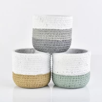 porcelana cestas de cerámica tejido patrón tarros de vela fabricante