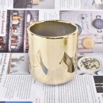 China Luxus Gold galvanisierte runde Boden Keramik Kerzenhalter 10oz beliebte Verkauf Home Decoration Hersteller