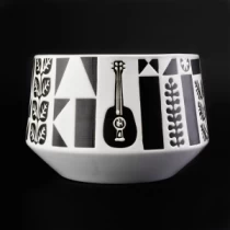 China 1L ceramic black guitar decorated candle jars manufacturer