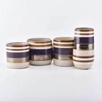 China Suporturi de lumânări ceramice lungi de 12 oz cu imprimare aurie producător