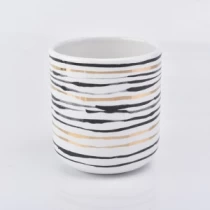 China ceramic candle holder curve bottom with stripes 12 oz manufacturer