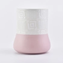 Tsina Ceramic Candle Holder Solid Pink Bottom Textured Top Manufacturer