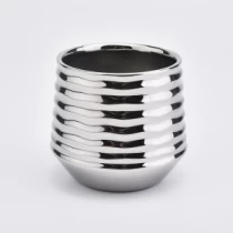 Kina Metallic Silver Stripes Keramiska Ljusburkar Heminredning tillverkare