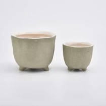 Cina Vaso per candela in ceramica con finitura sabbiata menta produttore