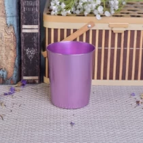 中国 淡紫色V型金属蜡烛罐，家居装饰批发 制造商