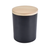 中国 批发8oz木盖黑色玻璃蜡烛罐 制造商