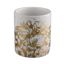 China White Ceramic Lilin Jars Golden Decal untuk Hiasan Rumah pengilang