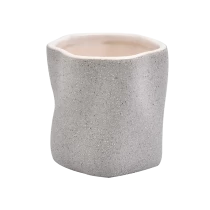 Chiny Waved Sandy Grey Ceramic Candle Vessel Home Decoration producent