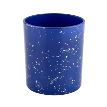 China Luxury customized white spots blue empty glass candle  jar for candle making manufacturer