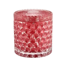 China Empty red Candle Vessels with lids Glass Container Wholesale manufacturer