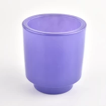 China Hot sale popular stepped purple glass candle jars manufacturer
