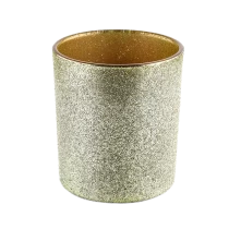 China High Quality Glass Candle Jars golden sand surface Candle Containers manufacturer