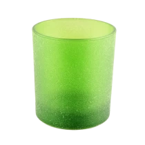 China Rough sand finish green glass candle vessel for candle making wholesale manufacturer