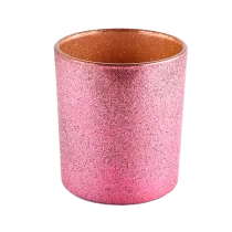 China Custom Round Glass Candle Jar 300ml Rose Golden Christmas Tree Candle Vessel manufacturer