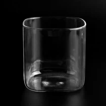 China Light weight borosilicate glass square candle jar supplier manufacturer