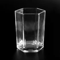 China New 500ml hexagon glass clear candle holder supplier manufacturer