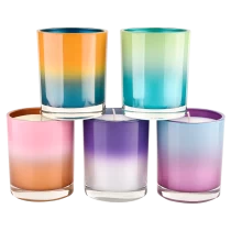 China 10oz glass candle vessels gradurated color decoration supplier manufacturer