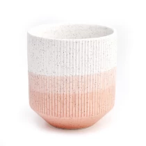 China Luxury stripe pattern matte ceramic two-tone candle holder supplier manufacturer